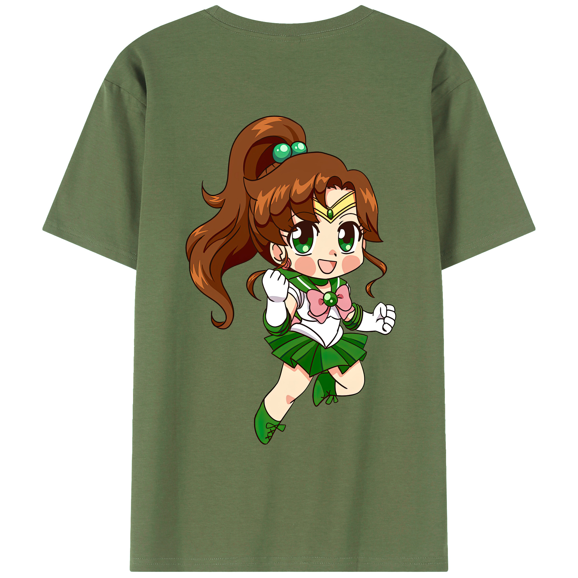 （画像用） 美少女戦士セーラームーン 木野 まこと きの まこと Sailor Moon Kino Makoto （セーラージュピター；Sailor Jupiter） 綿100％ メンズ半袖Tシャツ（バックプリント） 通気性